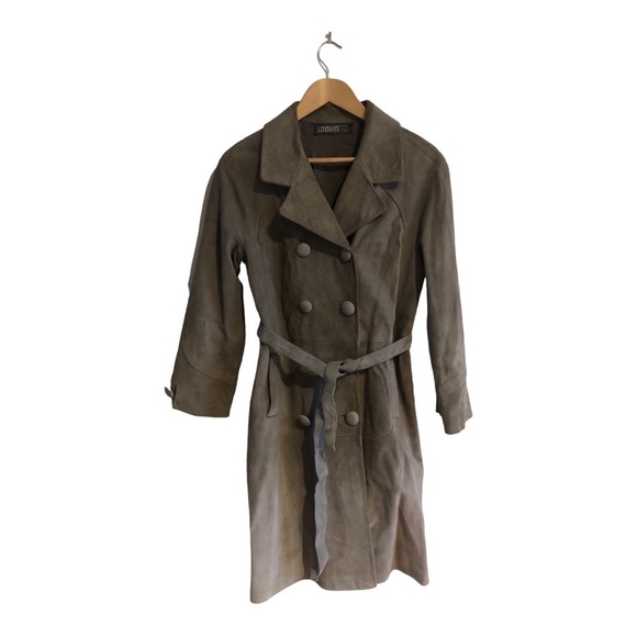 Beautiful vintage camel leather Gray  coat unisex. size 44 - Picture 1 of 8